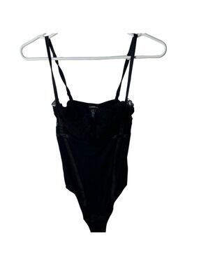 La Perla Black Lace Embroidered Mesh Bodysuit US 32 Modal Blend Designer Luxury